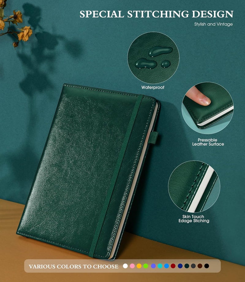 Ansopu Lined Journal Notebook for Writing, A5 100 GSM Thick Paper, Leather Hardcover Journal for Woman Men, Travel Journal Diary 160 Pages(5.75'' X 8.38'' Darkgreen) - Image 3